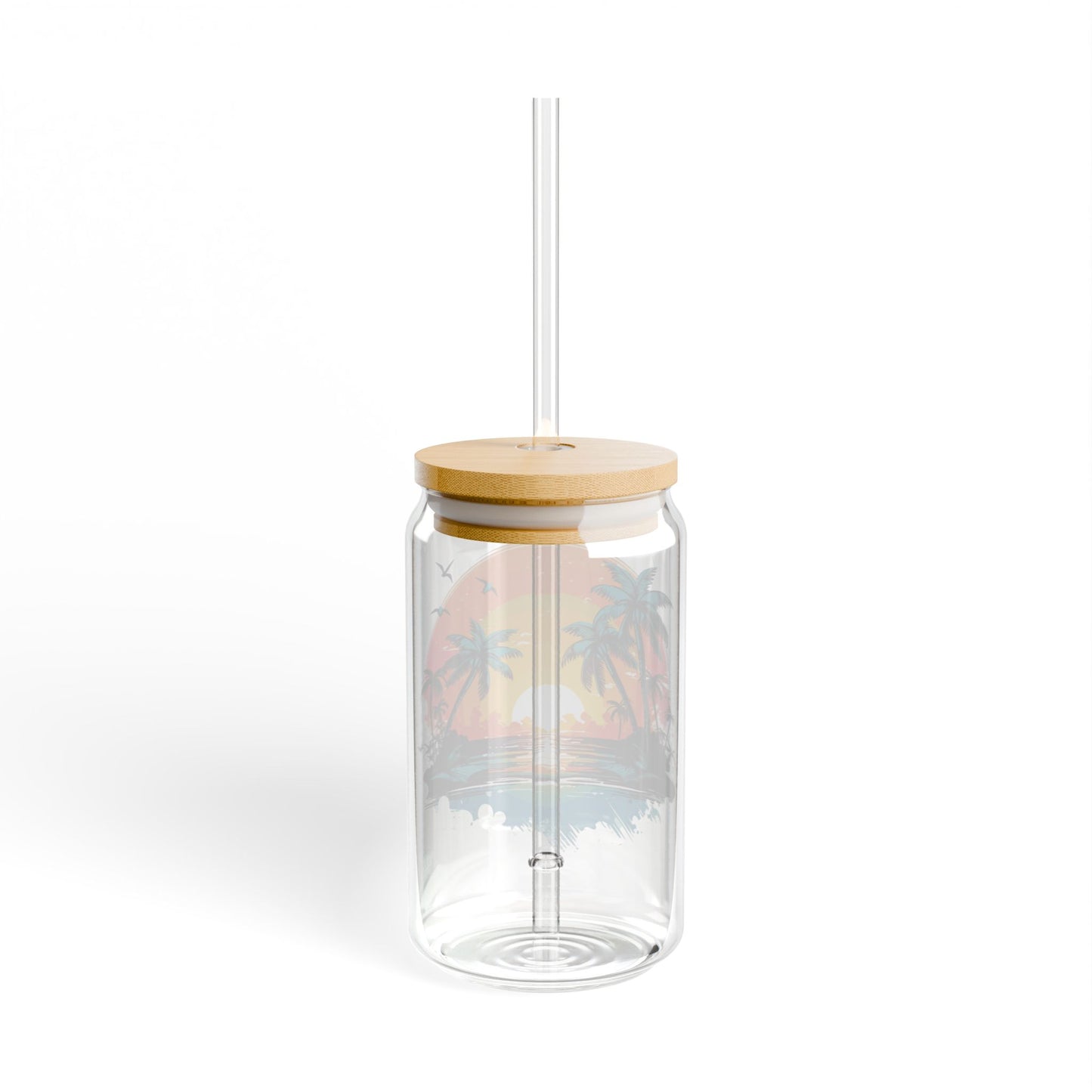 Tropical Sunset Sipper Glass - 16oz with Straw