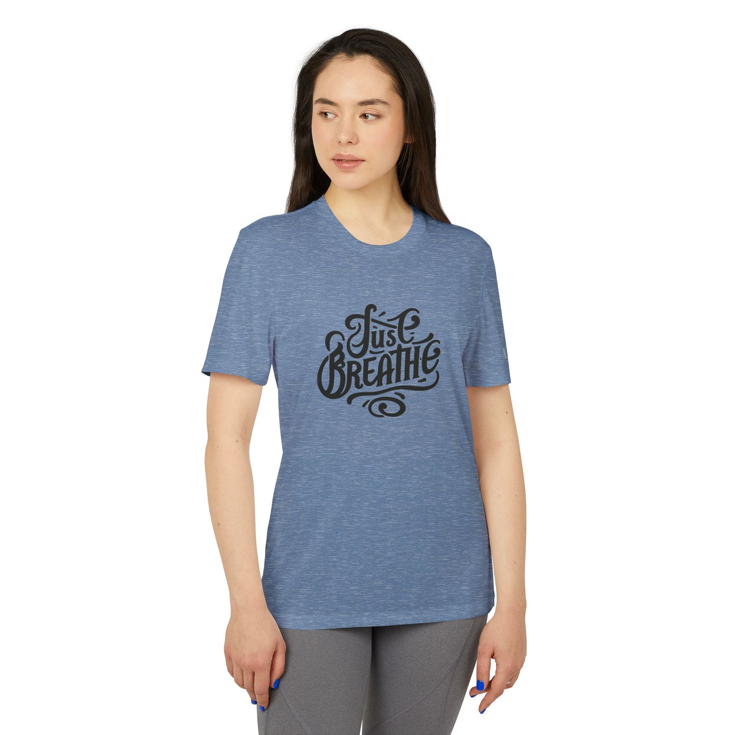 Just Breathe Adidas Unisex Sport T-shirt - Fitness Tee, Activewear, Workout Shirt, Gift for Fitness Enthusiasts, Casual Tee