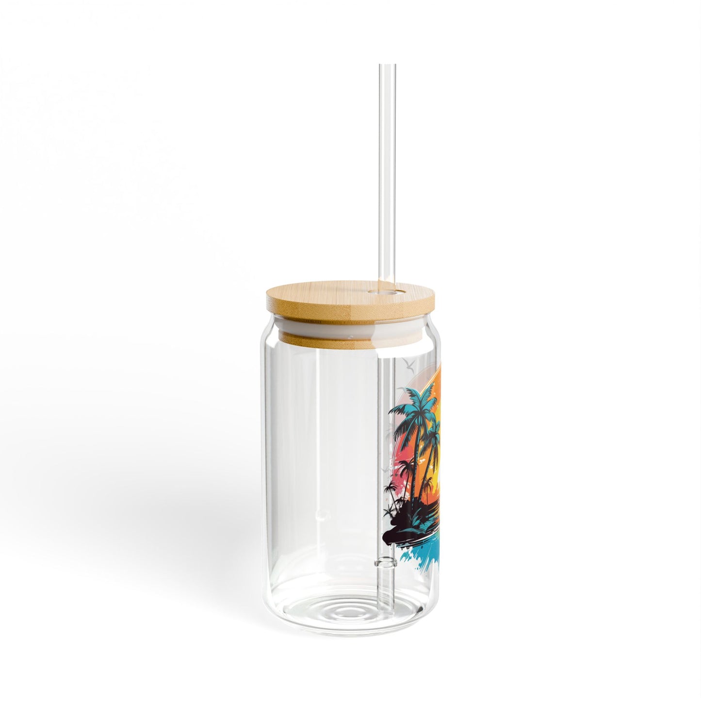 Tropical Sunset Sipper Glass - 16oz with Straw