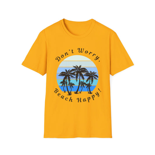 Blue Design Unisex Softstyle T-Shirt-Don't Worry, Beach Happy