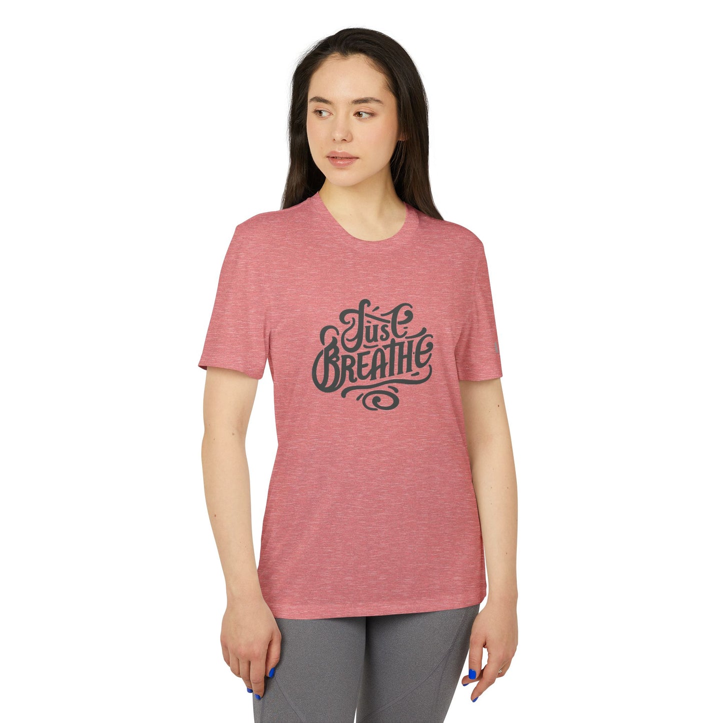 Just Breathe Adidas Unisex Sport T-shirt - Fitness Tee, Activewear, Workout Shirt, Gift for Fitness Enthusiasts, Casual Tee