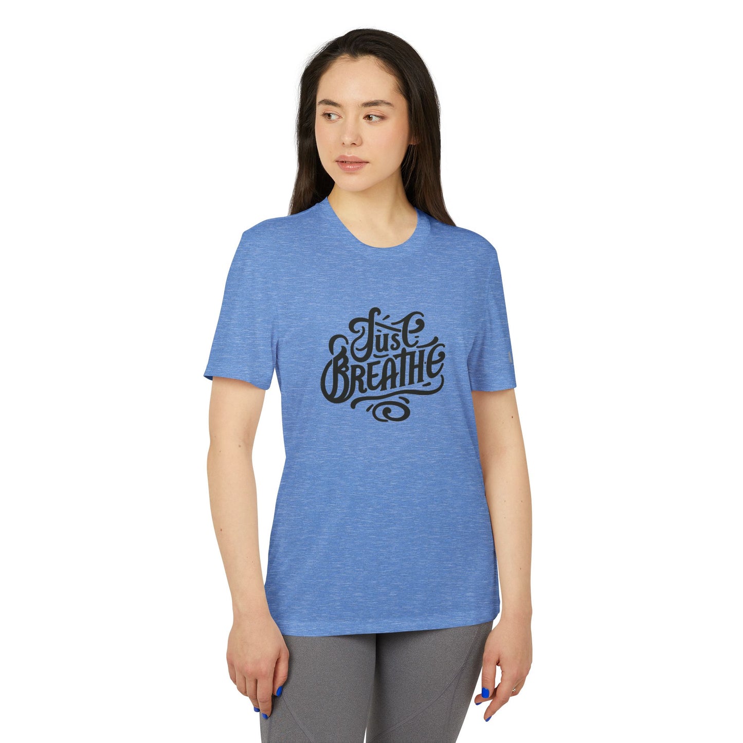 Just Breathe Adidas Unisex Sport T-shirt - Fitness Tee, Activewear, Workout Shirt, Gift for Fitness Enthusiasts, Casual Tee