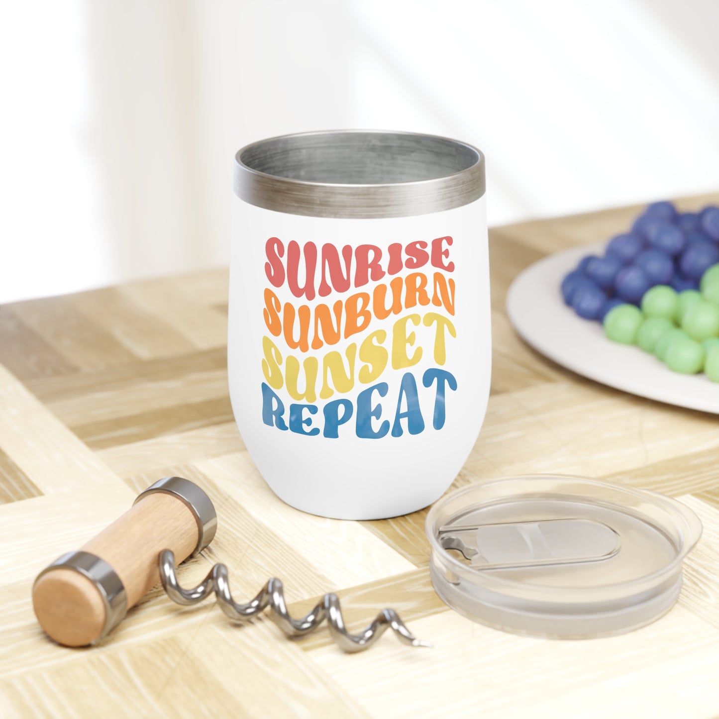 Sunrise Sunburn Sunset Repeat 12oz Wine Tumbler