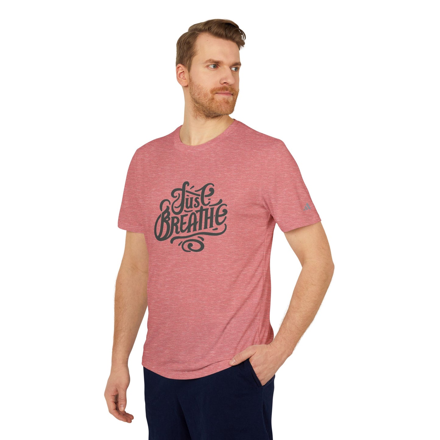 Just Breathe Adidas Unisex Sport T-shirt - Fitness Tee, Activewear, Workout Shirt, Gift for Fitness Enthusiasts, Casual Tee