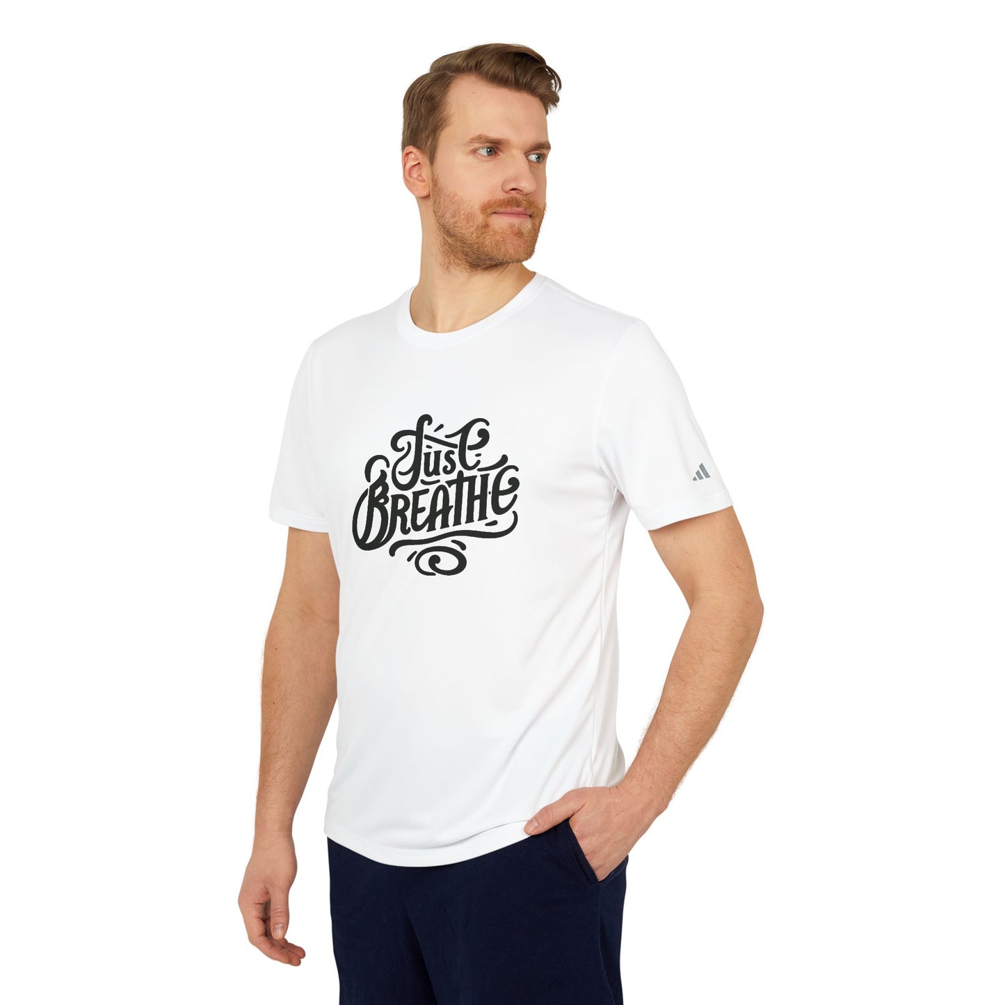 Just Breathe Adidas Unisex Sport T-shirt - Fitness Tee, Activewear, Workout Shirt, Gift for Fitness Enthusiasts, Casual Tee