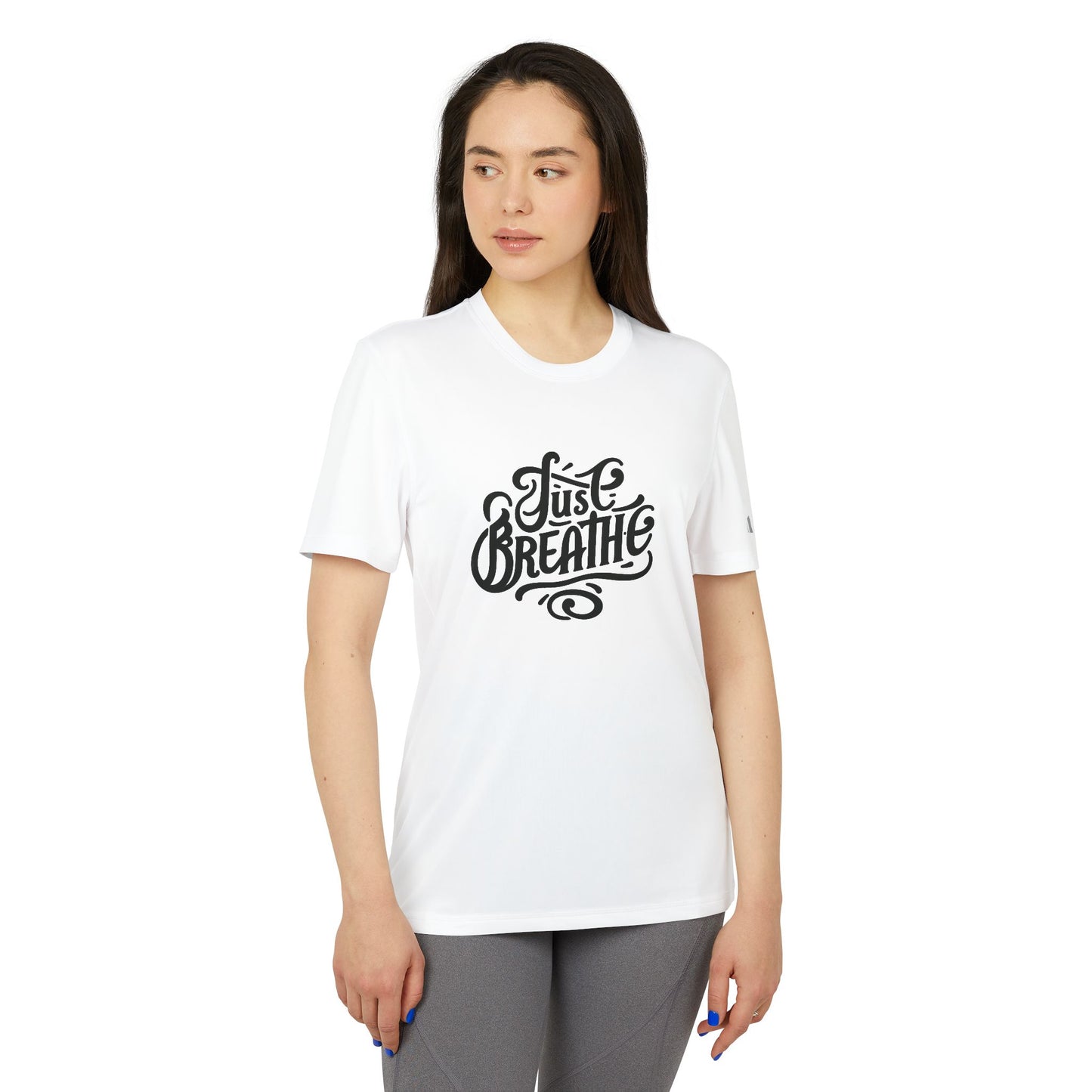 Just Breathe Adidas Unisex Sport T-shirt - Fitness Tee, Activewear, Workout Shirt, Gift for Fitness Enthusiasts, Casual Tee