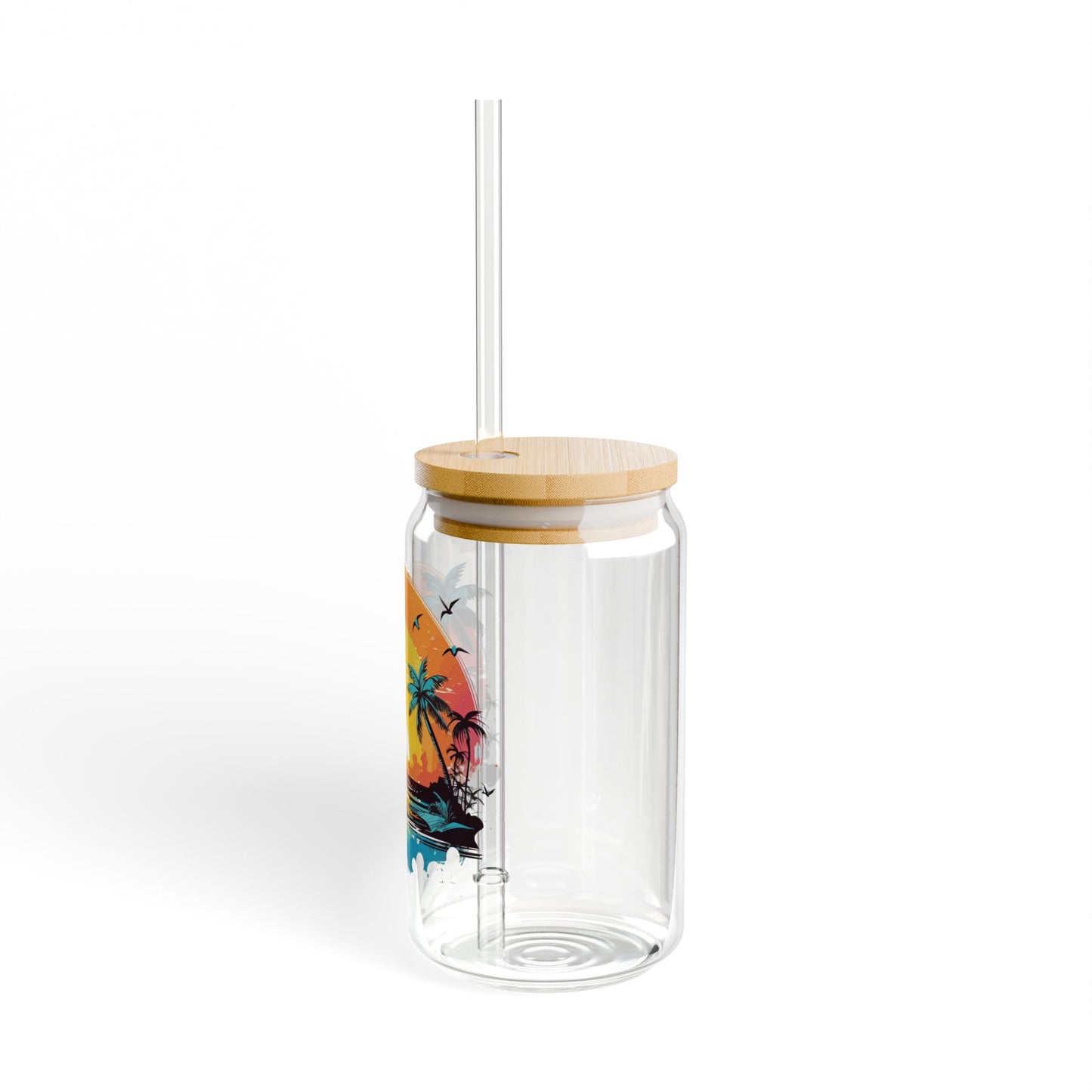 Tropical Sunset Sipper Glass - 16oz with Straw