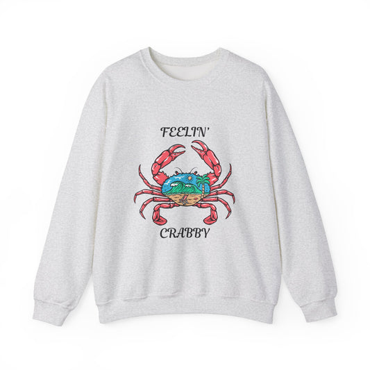 Feelin' Crabby Crewneck Sweatshirt - Fun Unisex Sweatshirt for Coastal Vibes