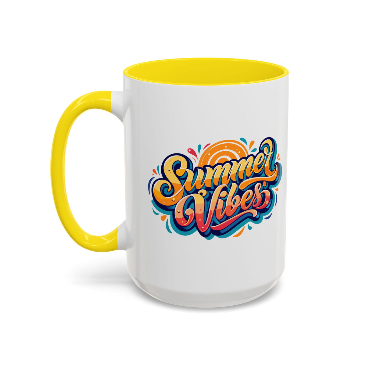 Summer Vibes Accent Coffee Mug, Colorful Mug for Summer, Beach Lover Gift, Fun Drinkware, Unique Kitchen Decor