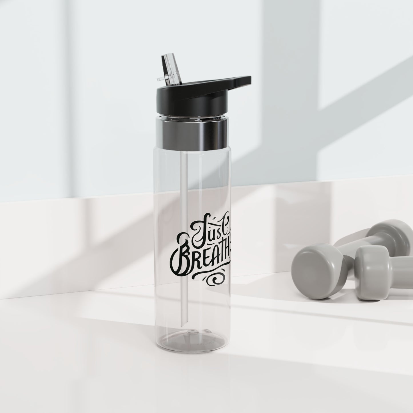 Just Breathe Sport Bottle | Motivational Water Bottle, Gym Hydration Bottle, Eco-Friendly Drink Container, Fitness Gift, Daily Use Bottle