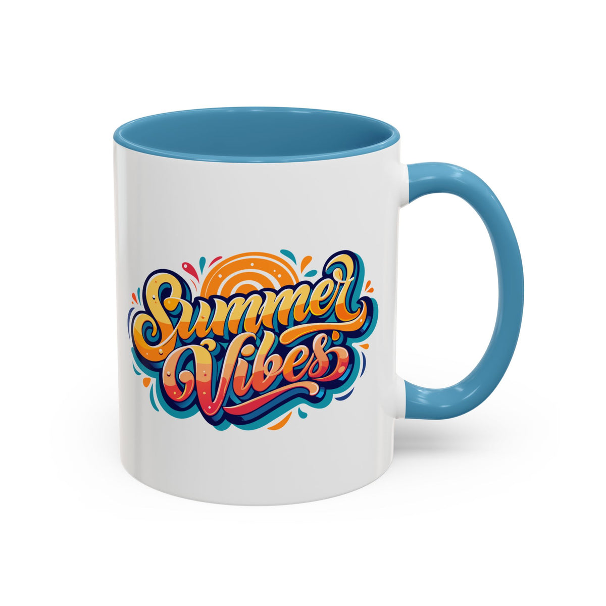 Summer Vibes Accent Coffee Mug, Colorful Mug for Summer, Beach Lover Gift, Fun Drinkware, Unique Kitchen Decor