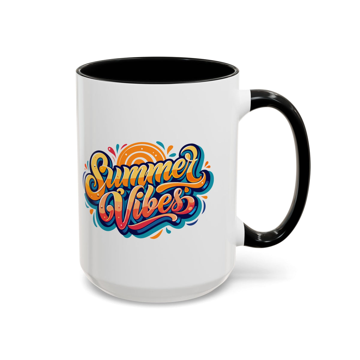 Summer Vibes Accent Coffee Mug, Colorful Mug for Summer, Beach Lover Gift, Fun Drinkware, Unique Kitchen Decor