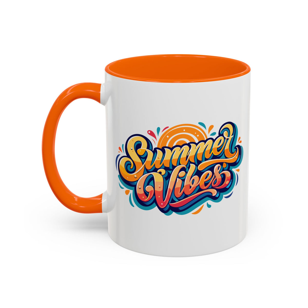 Summer Vibes Accent Coffee Mug, Colorful Mug for Summer, Beach Lover Gift, Fun Drinkware, Unique Kitchen Decor