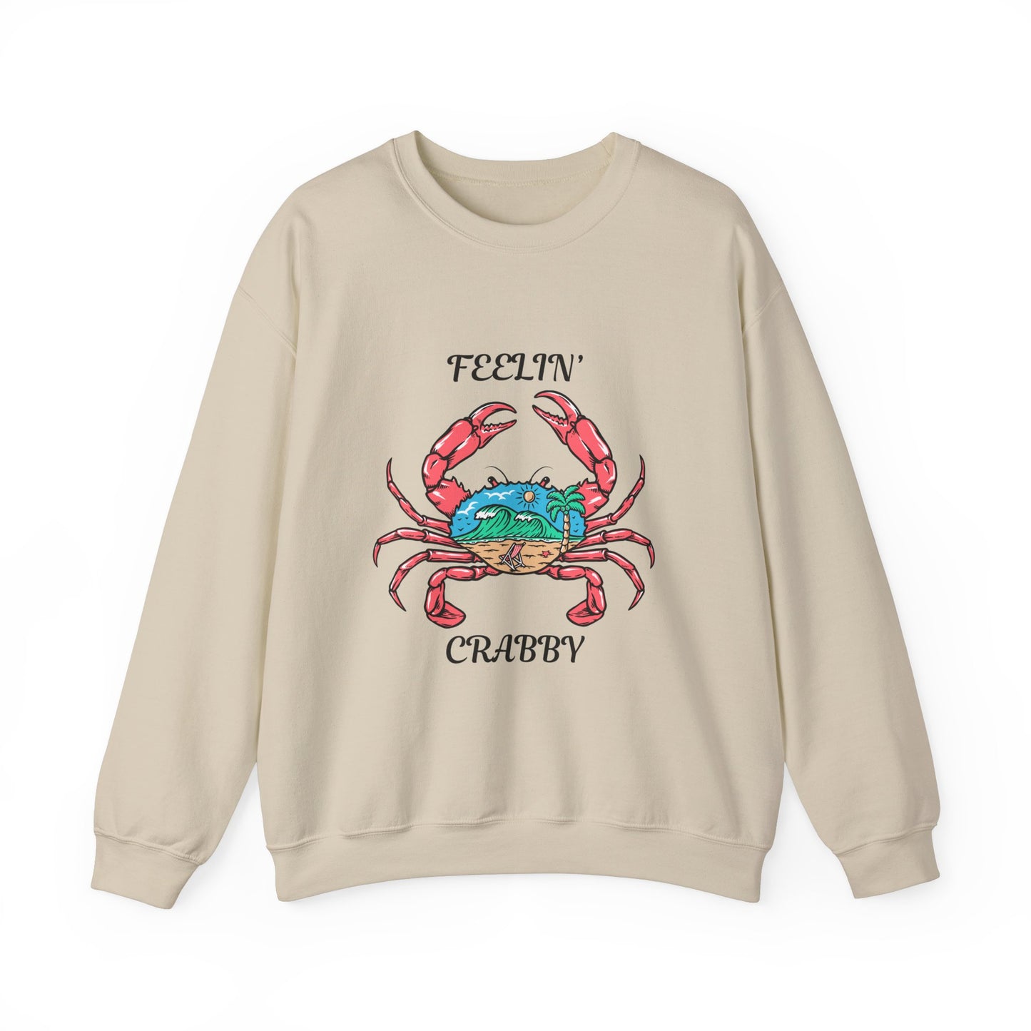 Feelin' Crabby Crewneck Sweatshirt - Fun Unisex Sweatshirt for Coastal Vibes