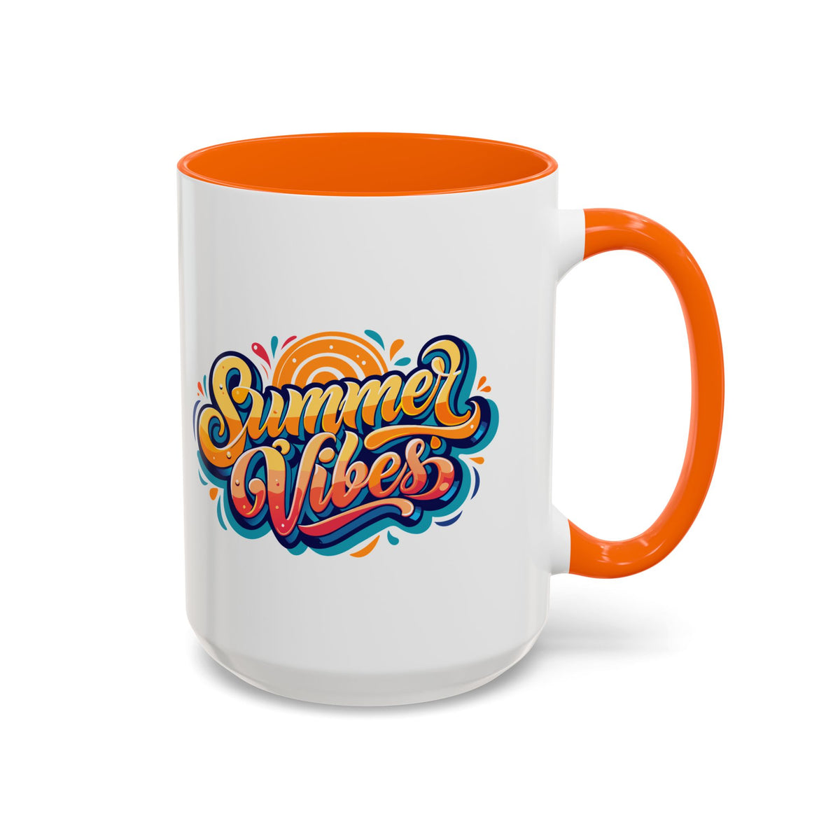 Summer Vibes Accent Coffee Mug, Colorful Mug for Summer, Beach Lover Gift, Fun Drinkware, Unique Kitchen Decor
