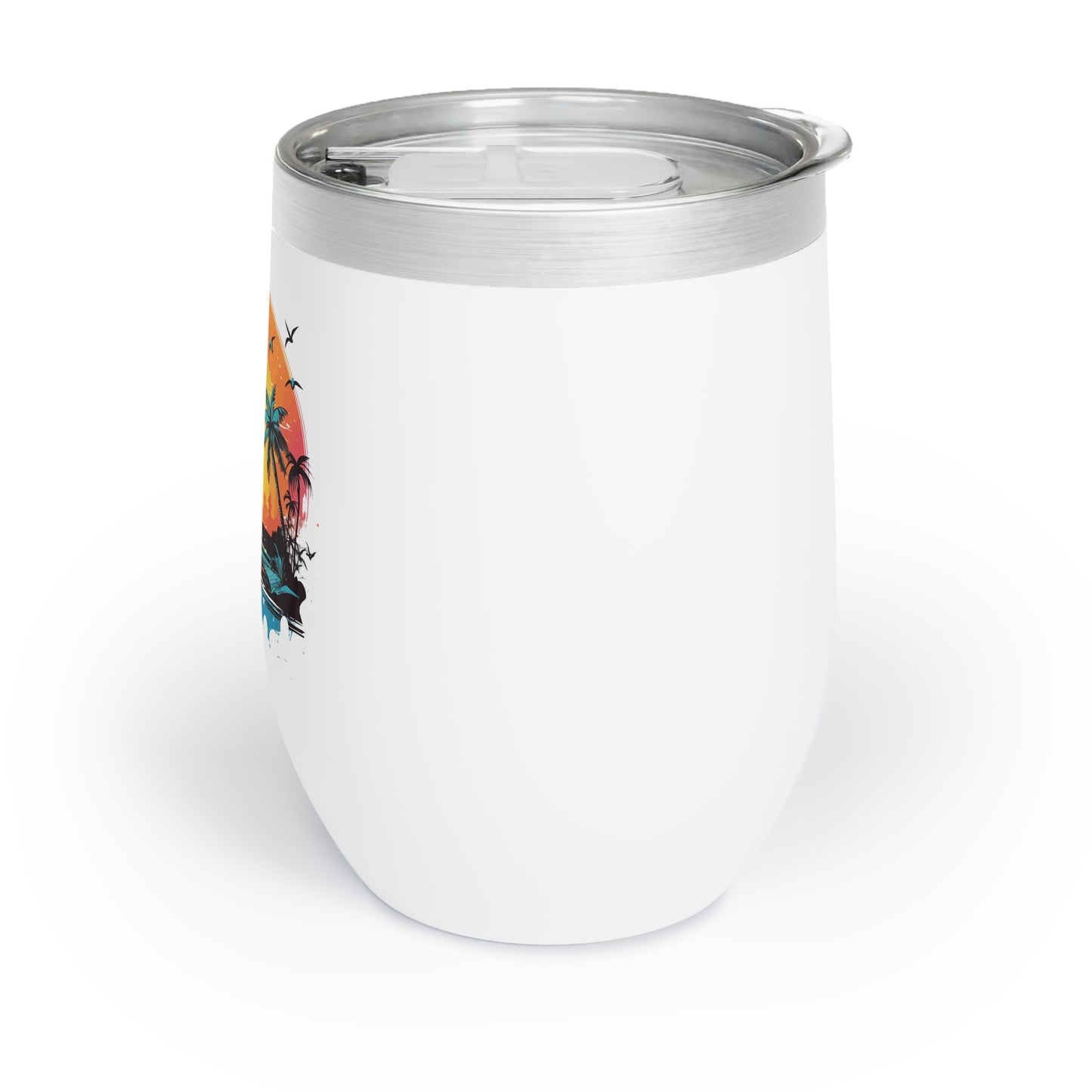 Tropical Sunset Wine Tumbler - Chill Vibes, Perfect for Gifts, Beach Parties, and Summer Gatherings, Insulated Wine Cup