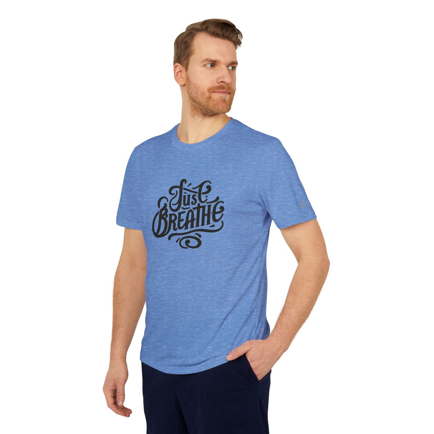 Just Breathe Adidas Unisex Sport T-shirt - Fitness Tee, Activewear, Workout Shirt, Gift for Fitness Enthusiasts, Casual Tee