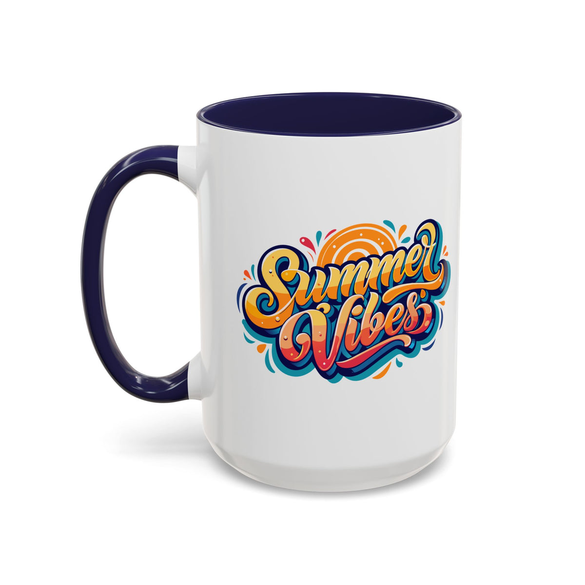 Summer Vibes Accent Coffee Mug, Colorful Mug for Summer, Beach Lover Gift, Fun Drinkware, Unique Kitchen Decor