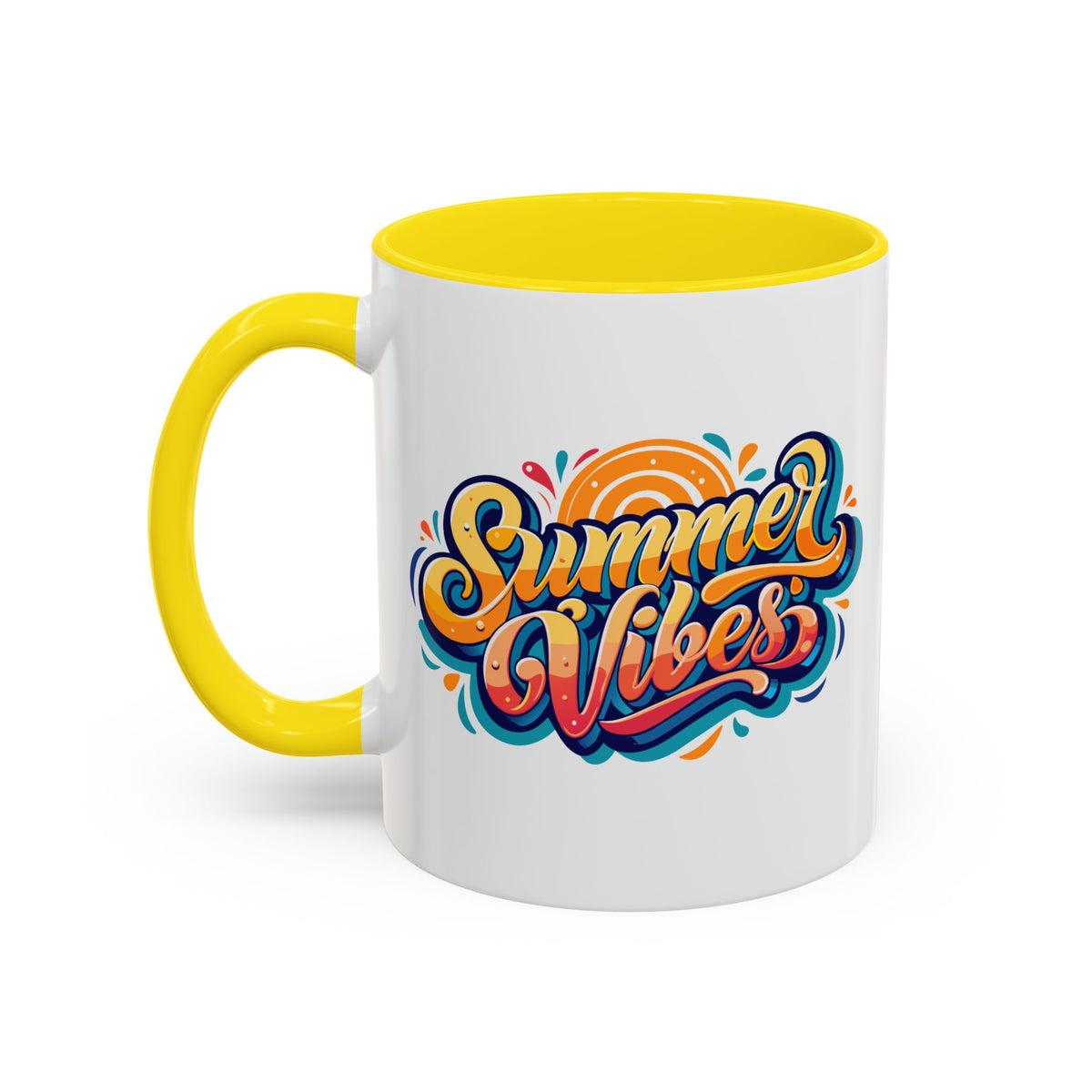 Summer Vibes Accent Coffee Mug, Colorful Mug for Summer, Beach Lover Gift, Fun Drinkware, Unique Kitchen Decor