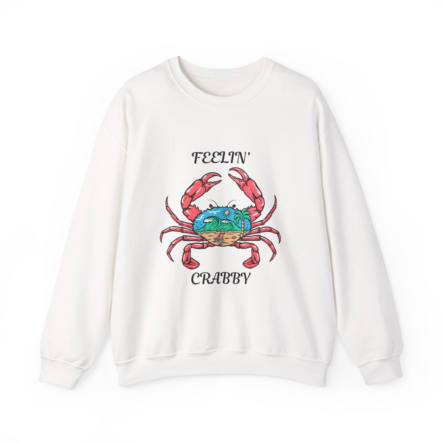 Feelin' Crabby Crewneck Sweatshirt - Fun Unisex Sweatshirt for Coastal Vibes