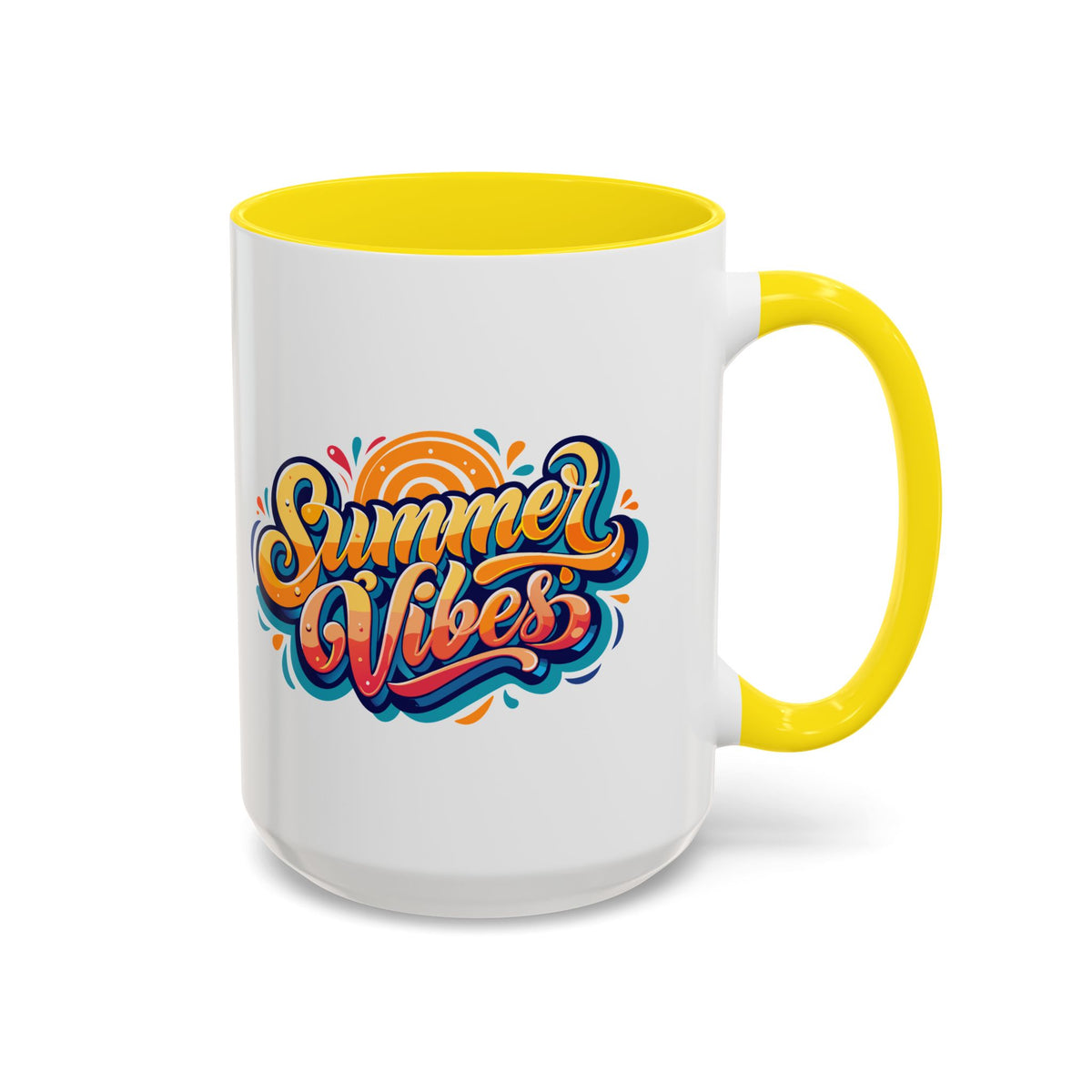 Summer Vibes Accent Coffee Mug, Colorful Mug for Summer, Beach Lover Gift, Fun Drinkware, Unique Kitchen Decor