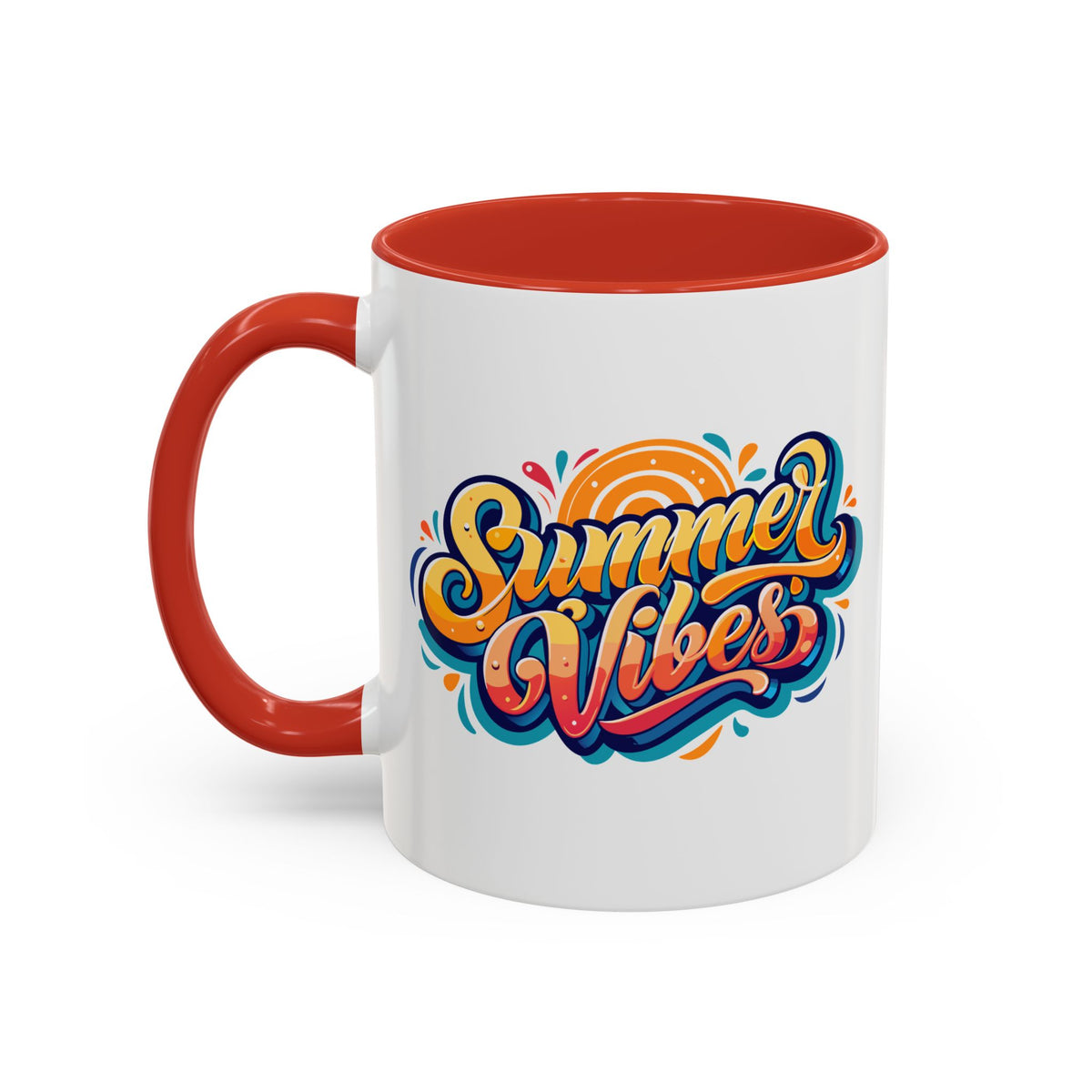 Summer Vibes Accent Coffee Mug, Colorful Mug for Summer, Beach Lover Gift, Fun Drinkware, Unique Kitchen Decor