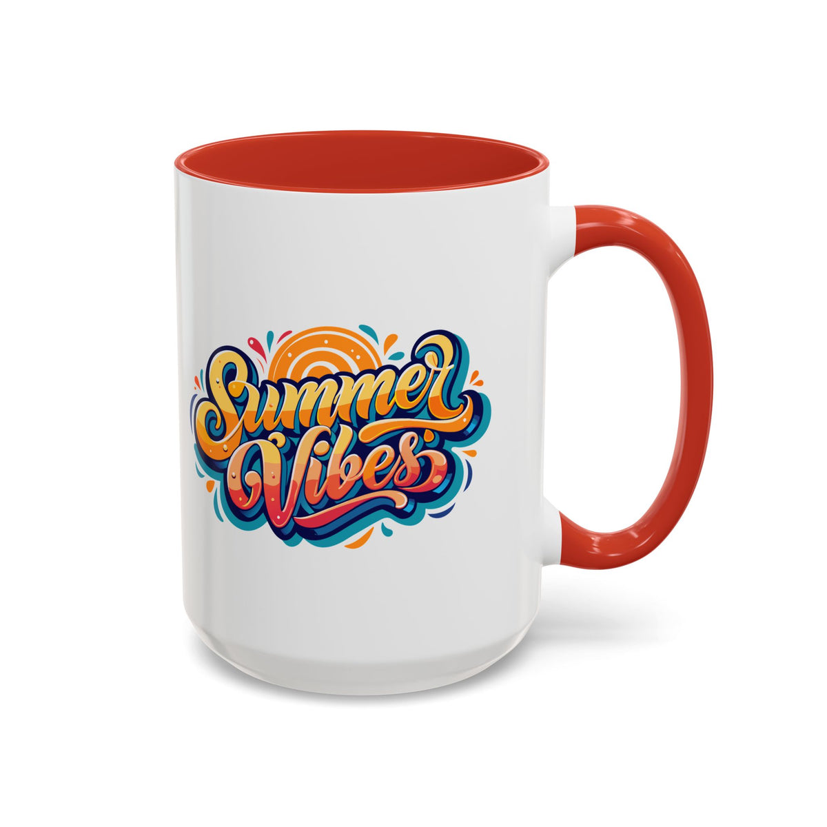 Summer Vibes Accent Coffee Mug, Colorful Mug for Summer, Beach Lover Gift, Fun Drinkware, Unique Kitchen Decor