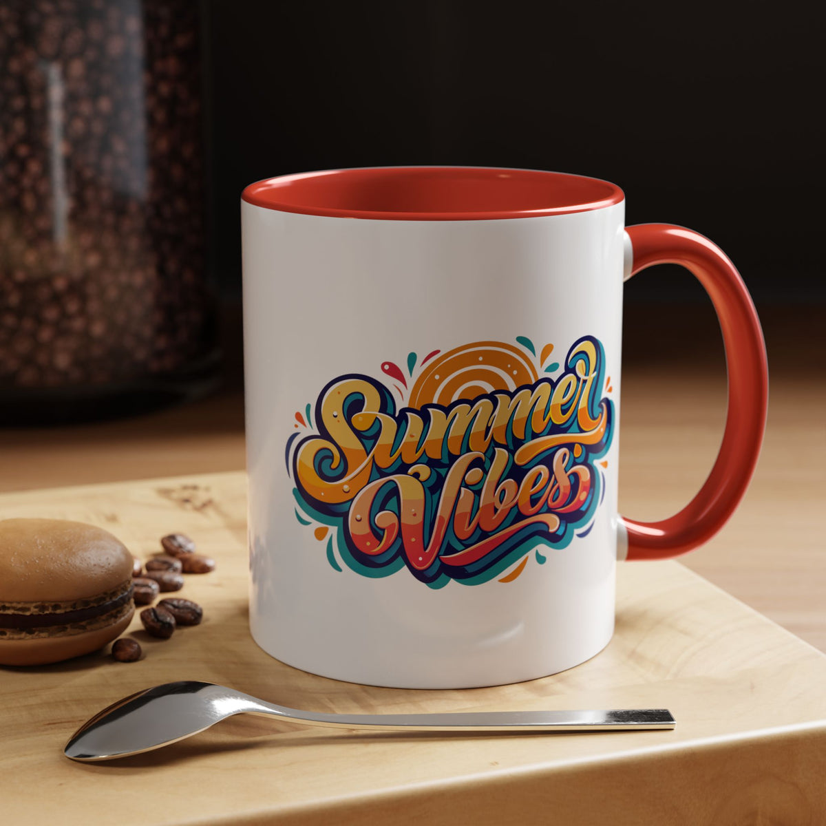 Summer Vibes Accent Coffee Mug, Colorful Mug for Summer, Beach Lover Gift, Fun Drinkware, Unique Kitchen Decor