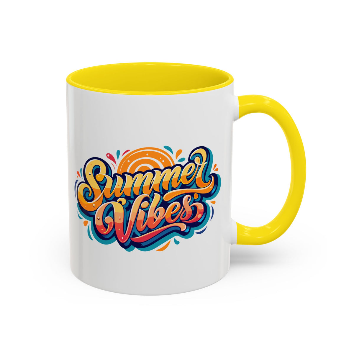 Summer Vibes Accent Coffee Mug, Colorful Mug for Summer, Beach Lover Gift, Fun Drinkware, Unique Kitchen Decor