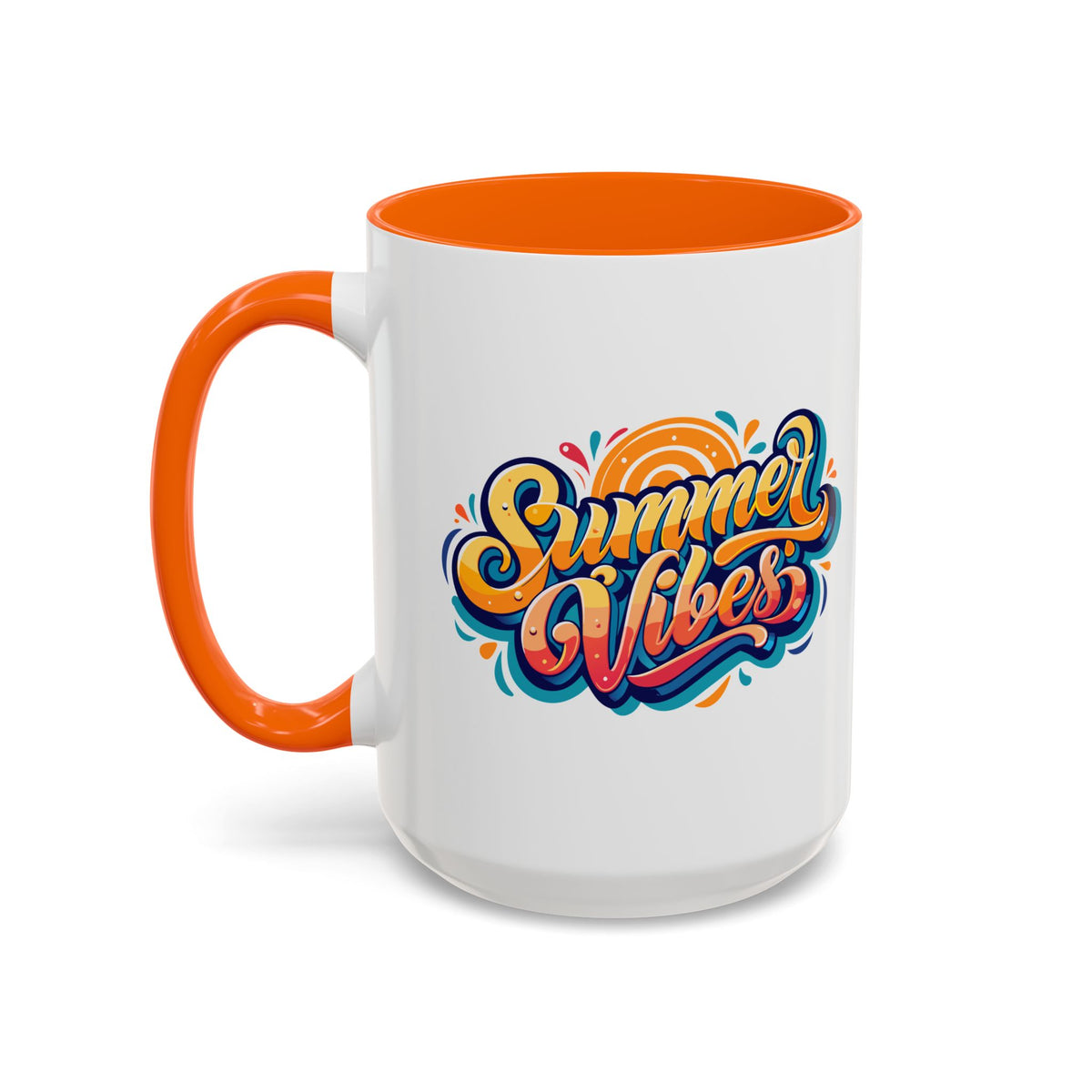 Summer Vibes Accent Coffee Mug, Colorful Mug for Summer, Beach Lover Gift, Fun Drinkware, Unique Kitchen Decor