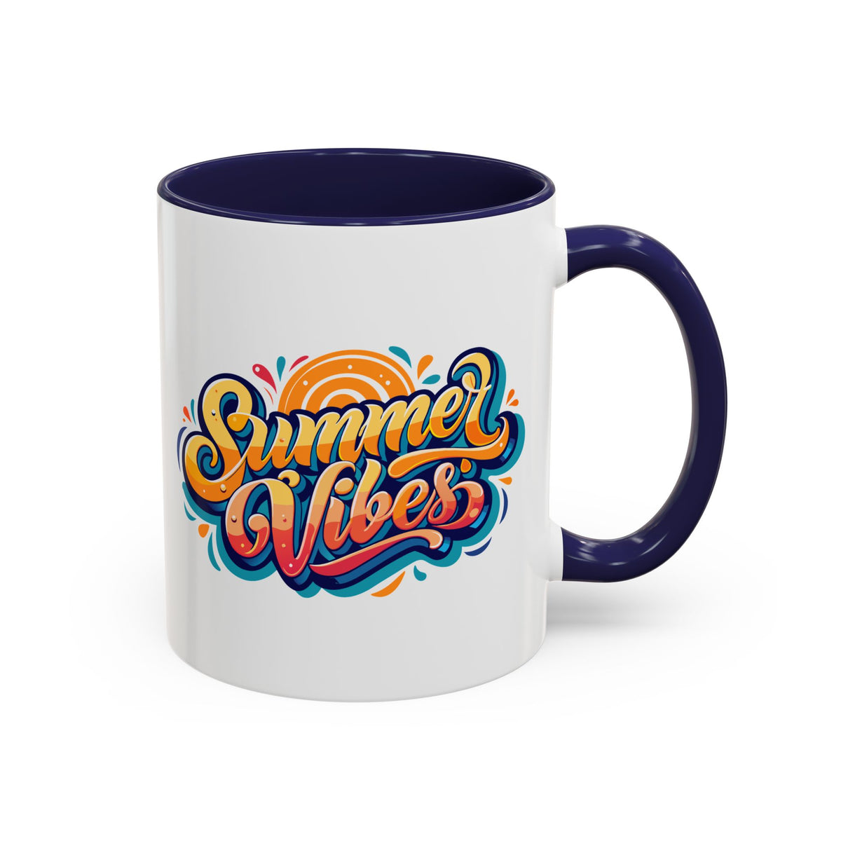 Summer Vibes Accent Coffee Mug, Colorful Mug for Summer, Beach Lover Gift, Fun Drinkware, Unique Kitchen Decor