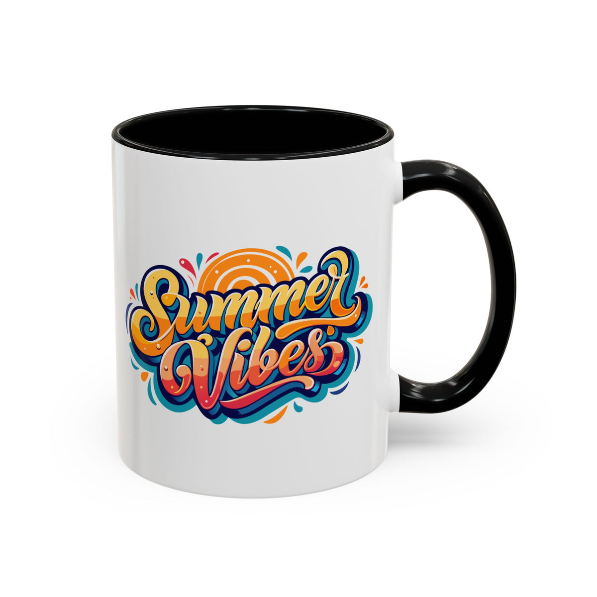 Summer Vibes Accent Coffee Mug, Colorful Mug for Summer, Beach Lover Gift, Fun Drinkware, Unique Kitchen Decor