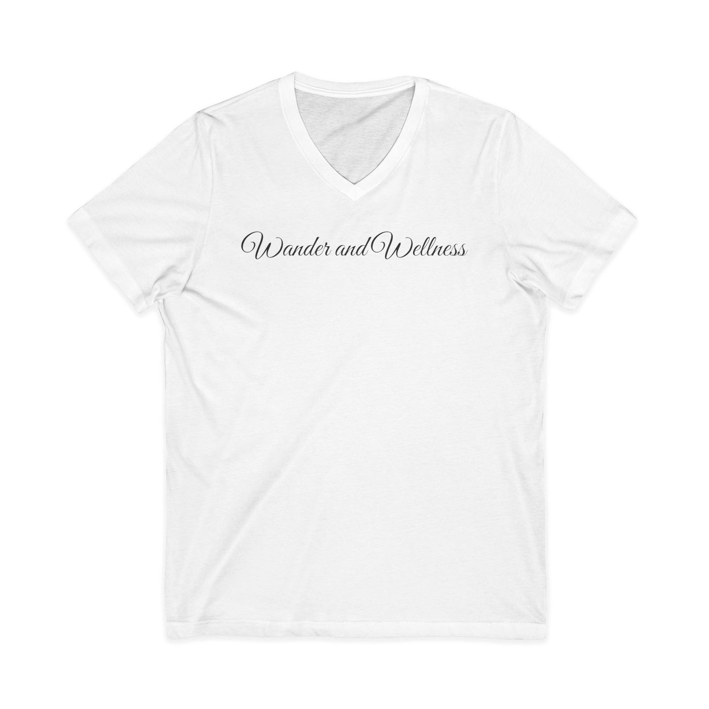 Wander and Wellness V-Neck Tee, Comfortable Unisex Shirt, Mindful Apparel, Gift for Travel Lovers, Wellness Vibes T-Shirt