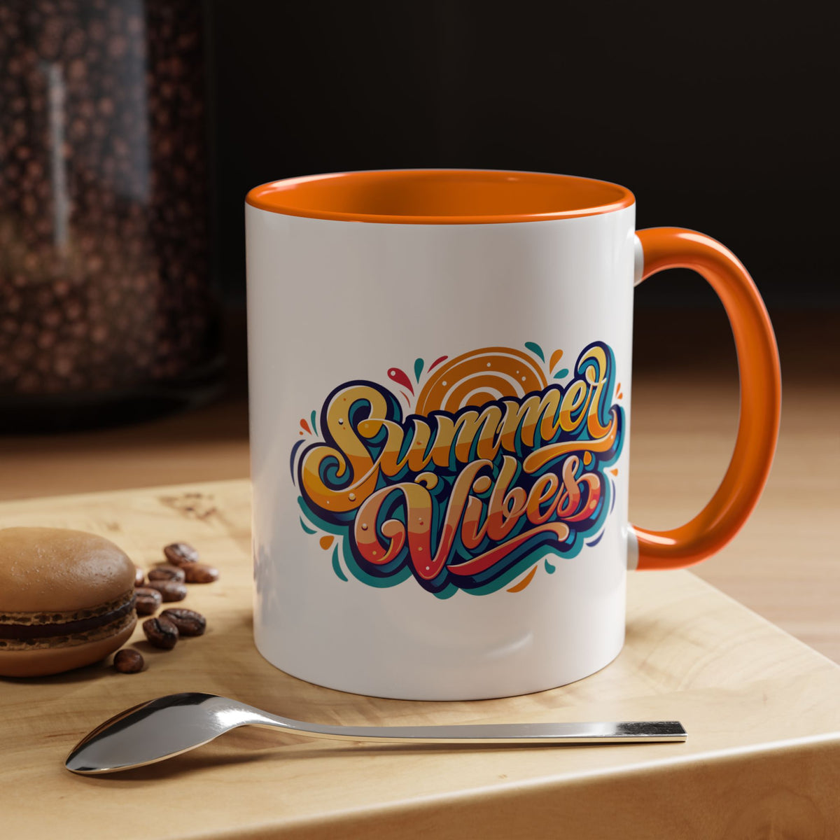 Summer Vibes Accent Coffee Mug, Colorful Mug for Summer, Beach Lover Gift, Fun Drinkware, Unique Kitchen Decor