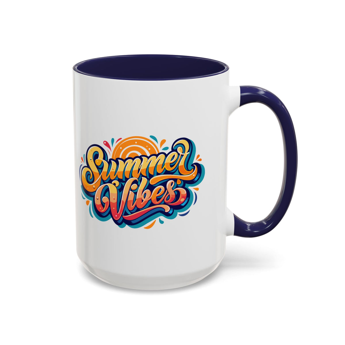 Summer Vibes Accent Coffee Mug, Colorful Mug for Summer, Beach Lover Gift, Fun Drinkware, Unique Kitchen Decor