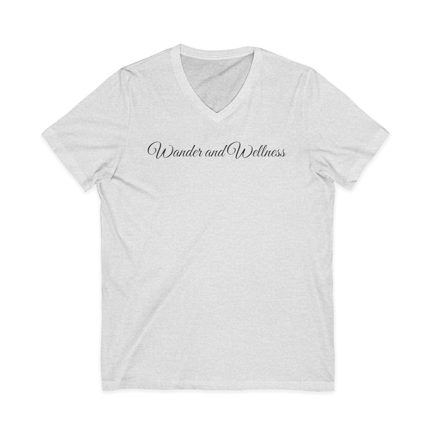 Wander and Wellness V-Neck Tee, Comfortable Unisex Shirt, Mindful Apparel, Gift for Travel Lovers, Wellness Vibes T-Shirt