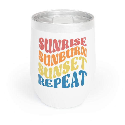 Sunrise Sunburn Sunset Repeat 12oz Wine Tumbler