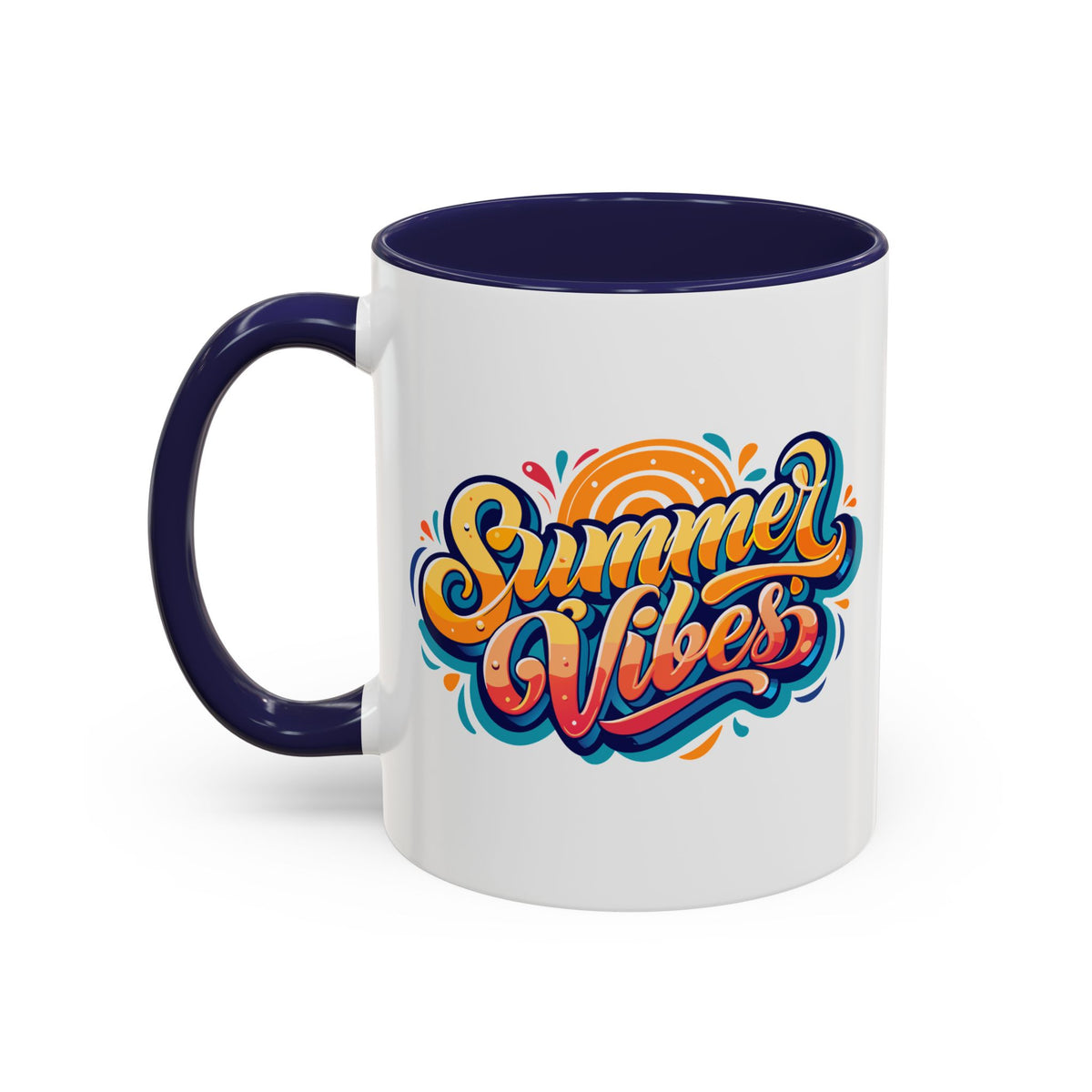 Summer Vibes Accent Coffee Mug, Colorful Mug for Summer, Beach Lover Gift, Fun Drinkware, Unique Kitchen Decor