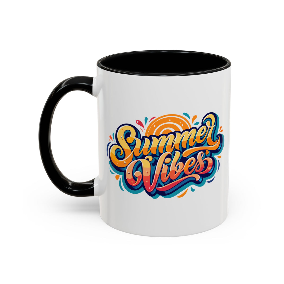 Summer Vibes Accent Coffee Mug, Colorful Mug for Summer, Beach Lover Gift, Fun Drinkware, Unique Kitchen Decor