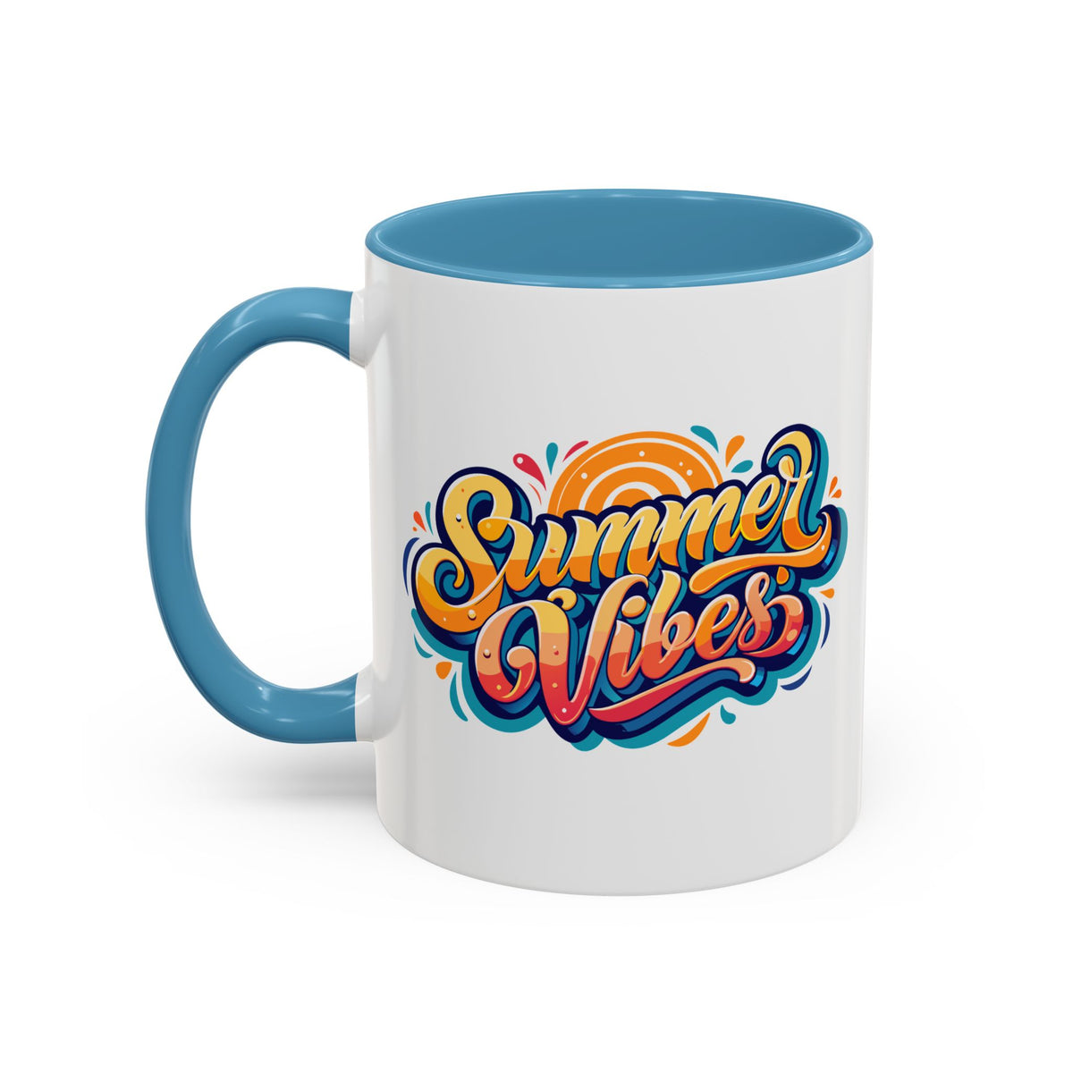 Summer Vibes Accent Coffee Mug, Colorful Mug for Summer, Beach Lover Gift, Fun Drinkware, Unique Kitchen Decor