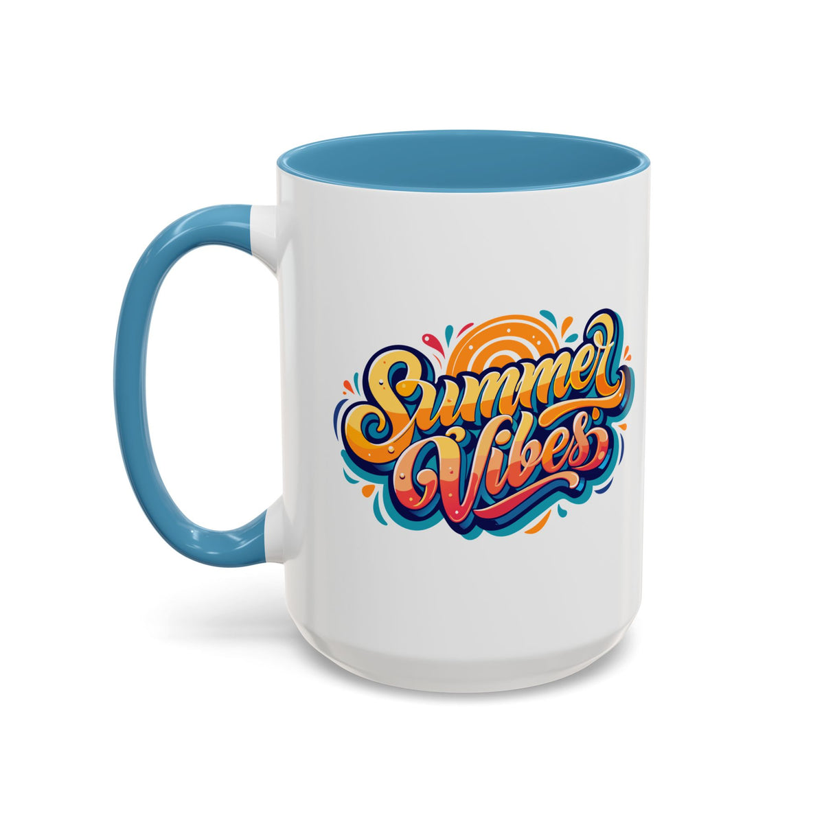 Summer Vibes Accent Coffee Mug, Colorful Mug for Summer, Beach Lover Gift, Fun Drinkware, Unique Kitchen Decor