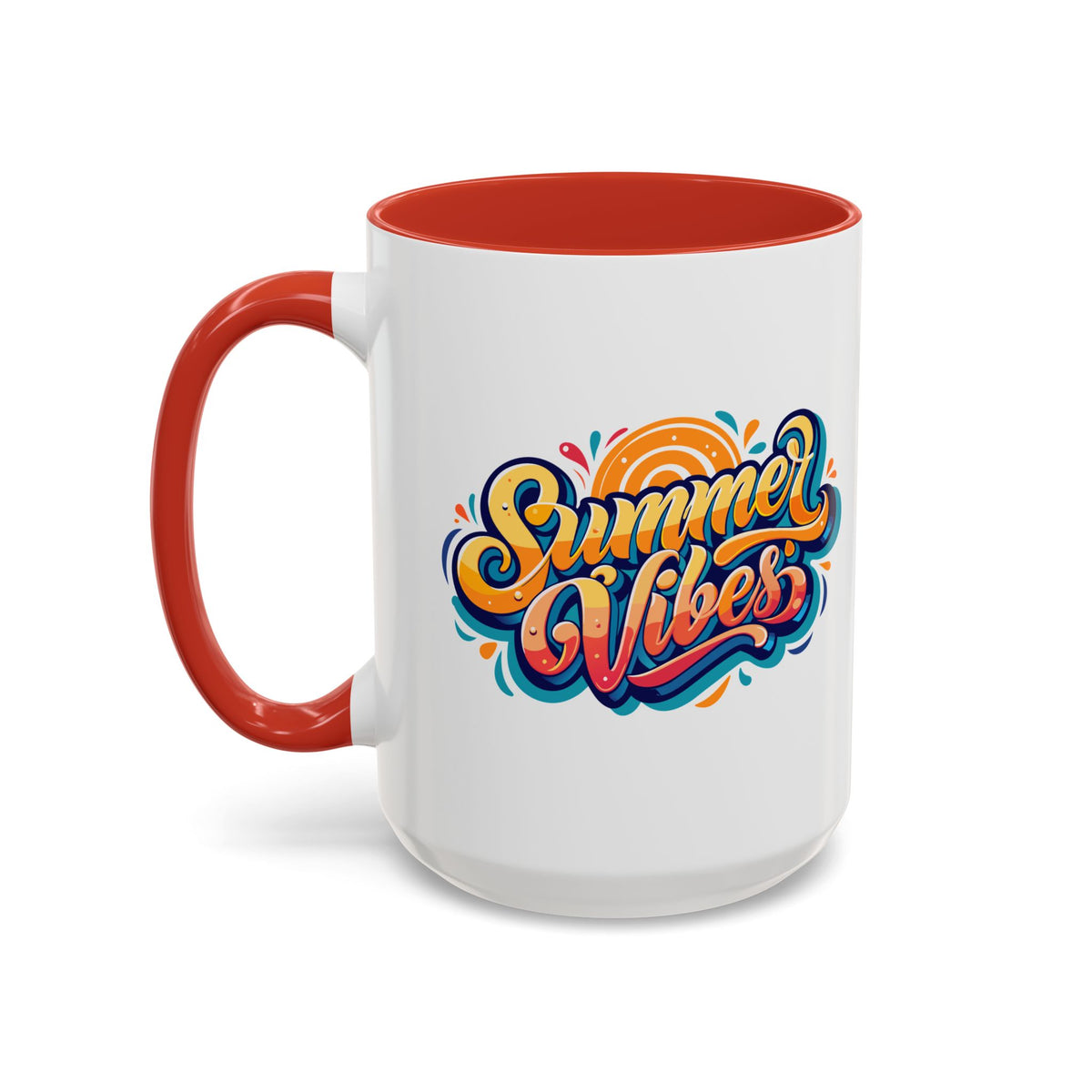 Summer Vibes Accent Coffee Mug, Colorful Mug for Summer, Beach Lover Gift, Fun Drinkware, Unique Kitchen Decor