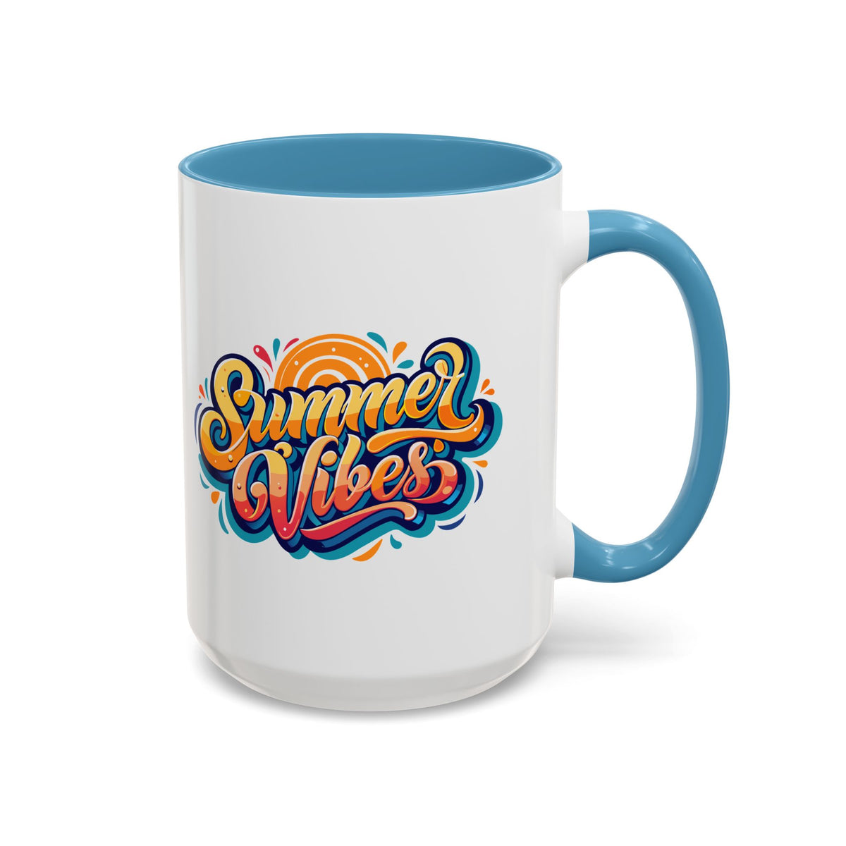 Summer Vibes Accent Coffee Mug, Colorful Mug for Summer, Beach Lover Gift, Fun Drinkware, Unique Kitchen Decor
