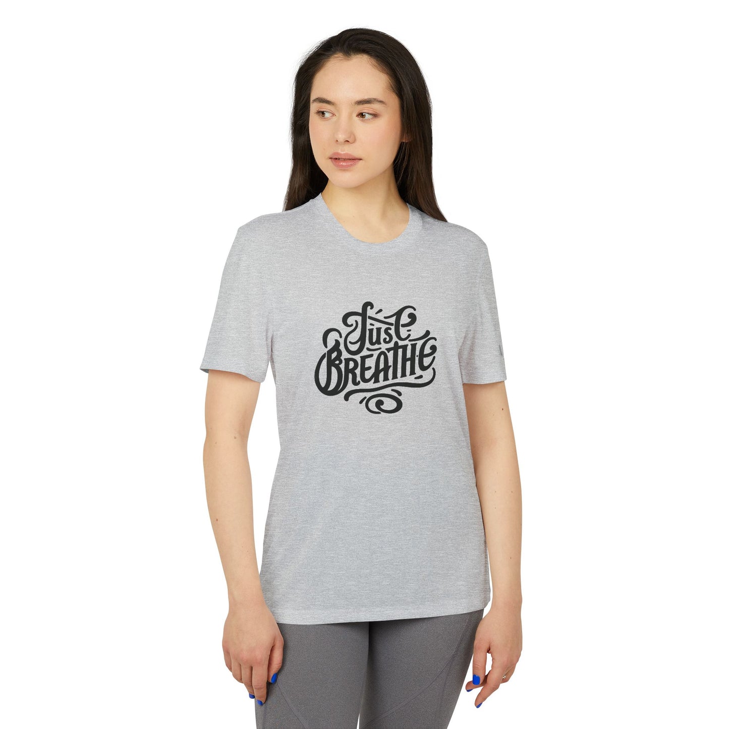 Just Breathe Adidas Unisex Sport T-shirt - Fitness Tee, Activewear, Workout Shirt, Gift for Fitness Enthusiasts, Casual Tee