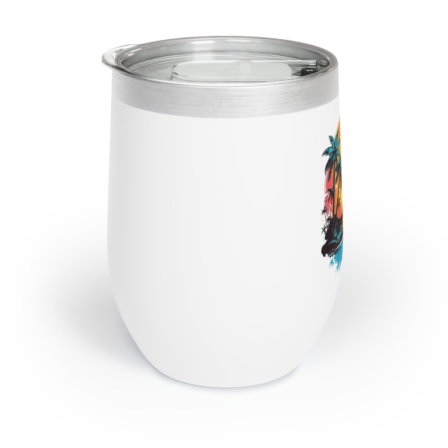 Tropical Sunset Wine Tumbler - Chill Vibes, Perfect for Gifts, Beach Parties, and Summer Gatherings, Insulated Wine Cup
