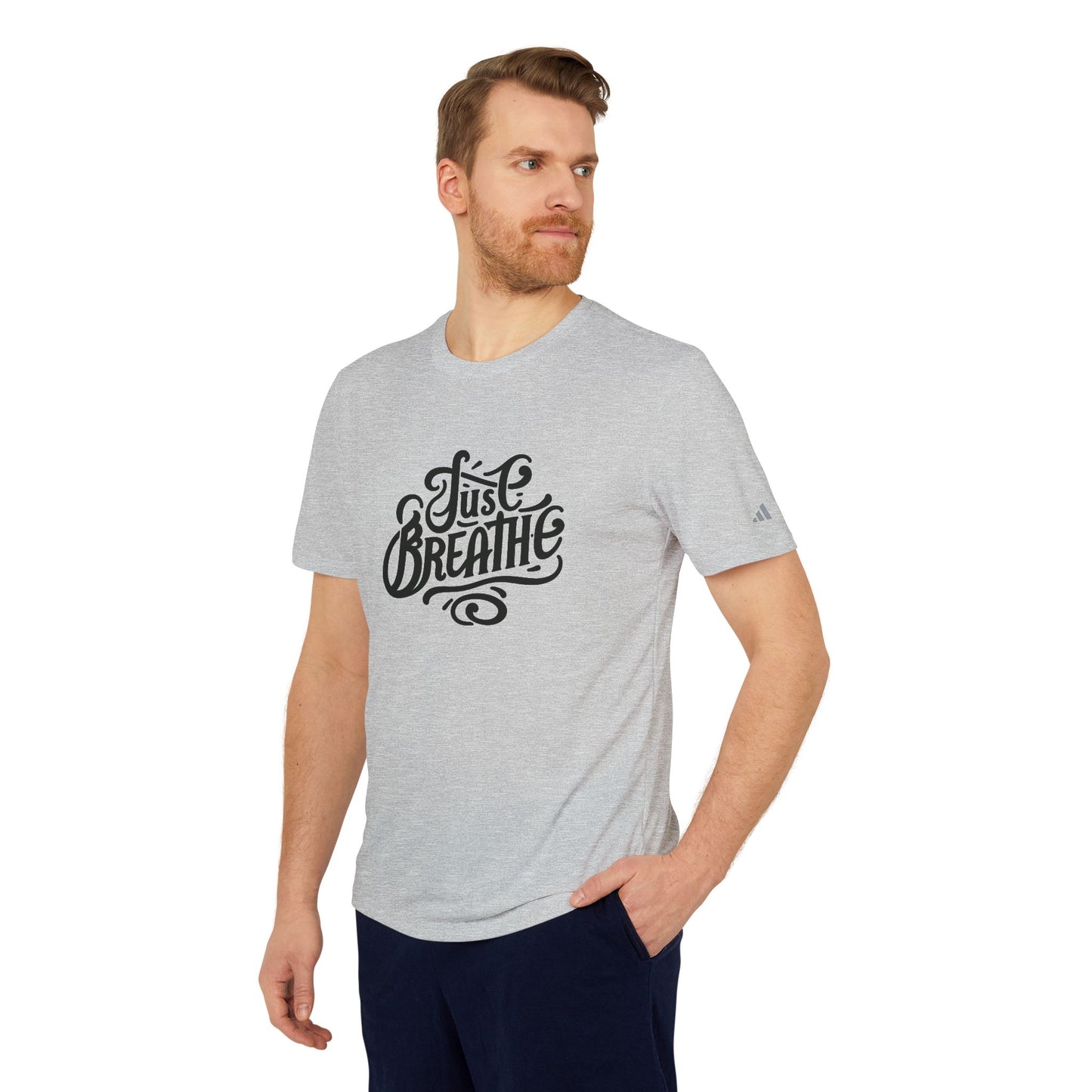 Just Breathe Adidas Unisex Sport T-shirt - Fitness Tee, Activewear, Workout Shirt, Gift for Fitness Enthusiasts, Casual Tee