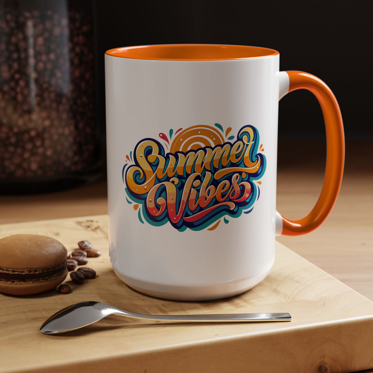 Summer Vibes Accent Coffee Mug, Colorful Mug for Summer, Beach Lover Gift, Fun Drinkware, Unique Kitchen Decor