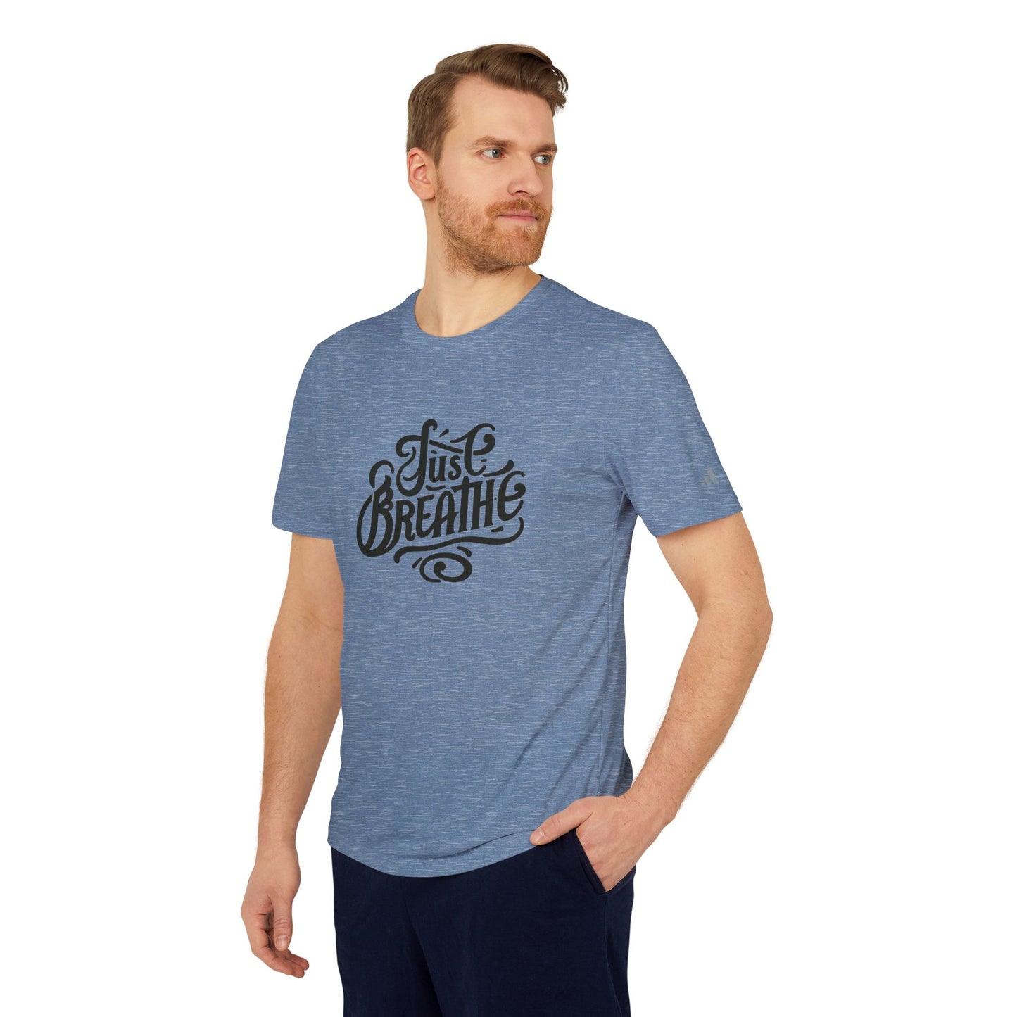 Just Breathe Adidas Unisex Sport T-shirt - Fitness Tee, Activewear, Workout Shirt, Gift for Fitness Enthusiasts, Casual Tee
