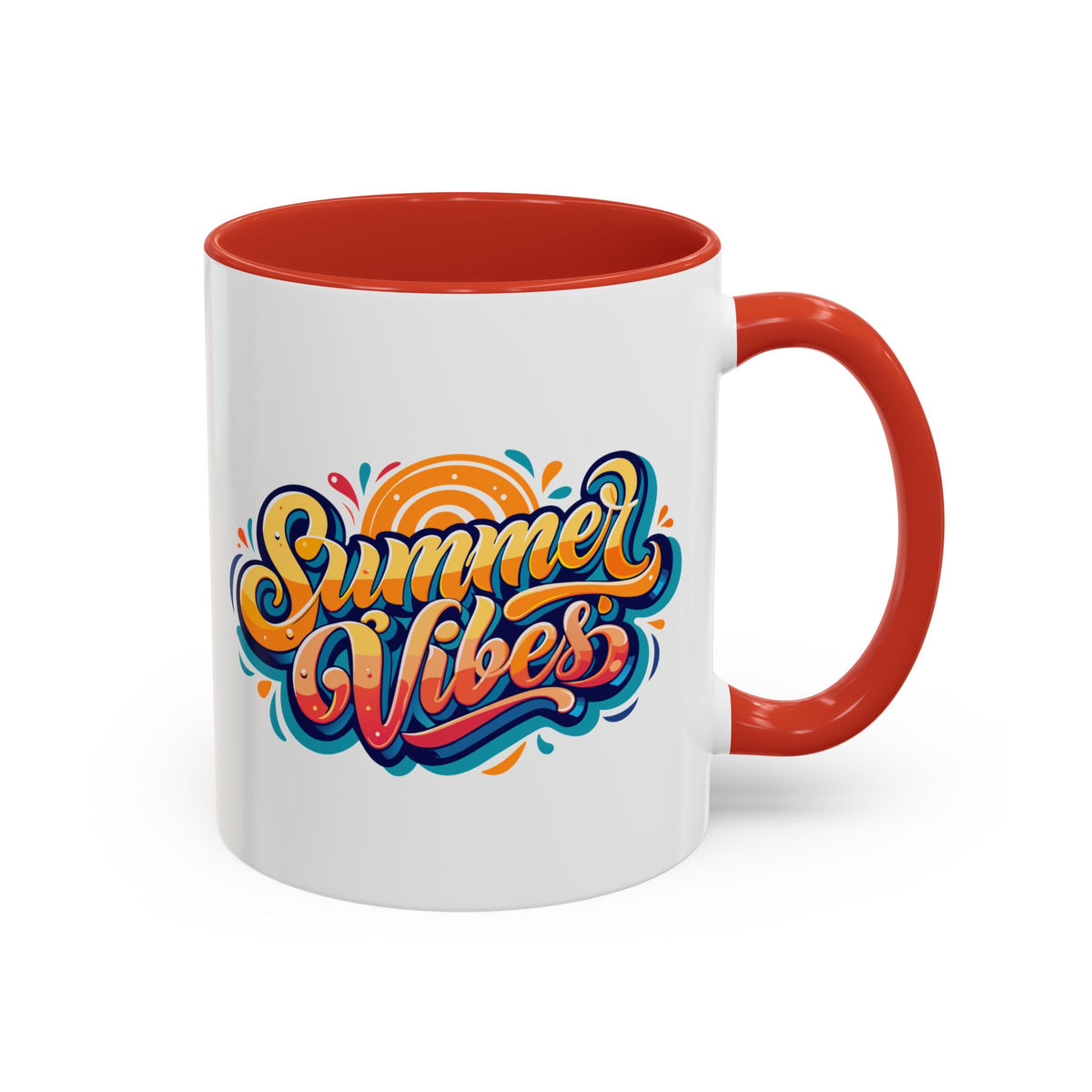 Summer Vibes Accent Coffee Mug, Colorful Mug for Summer, Beach Lover Gift, Fun Drinkware, Unique Kitchen Decor