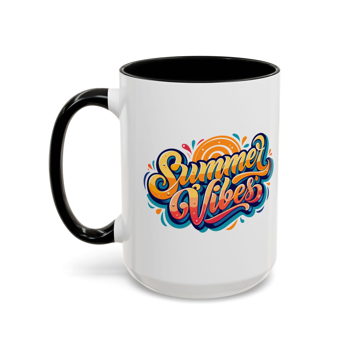 Summer Vibes Accent Coffee Mug, Colorful Mug for Summer, Beach Lover Gift, Fun Drinkware, Unique Kitchen Decor
